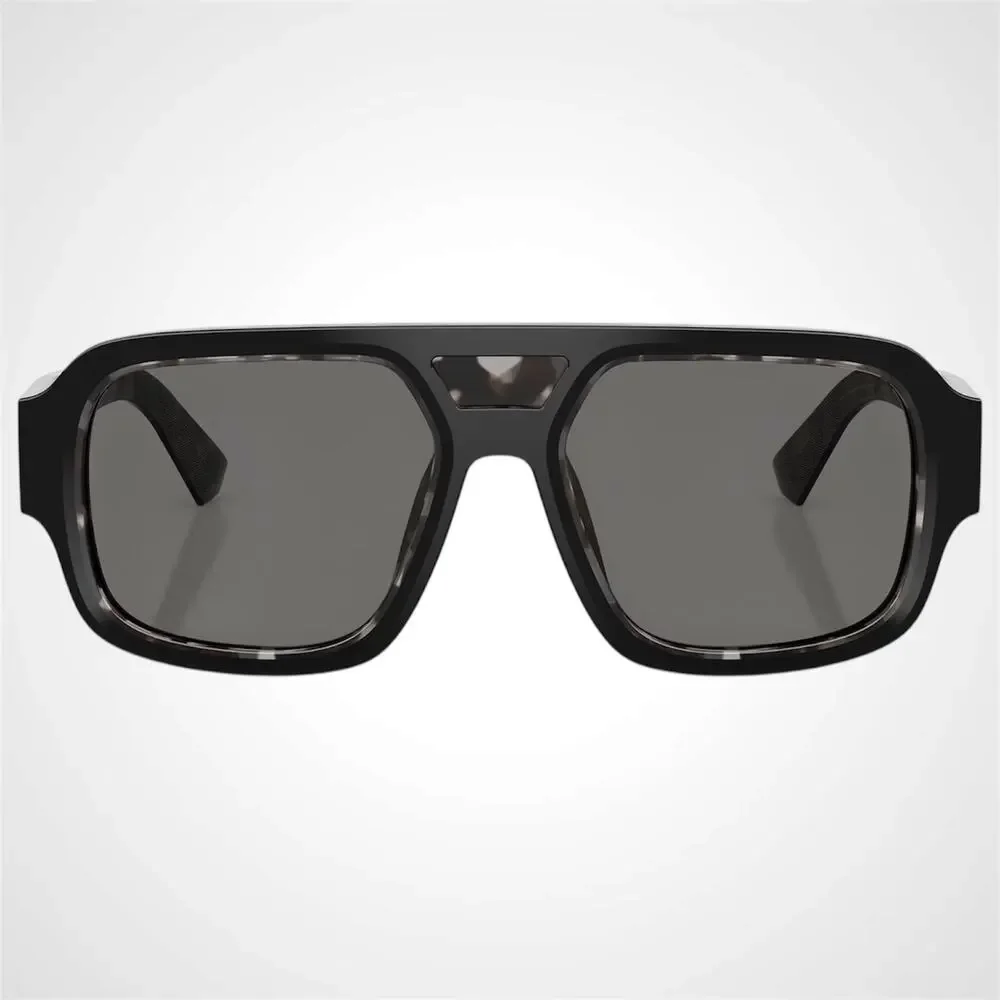 New Dolce & Gabbana Sunglasses Black Aviator Square Pilot Gray Lens 55-18